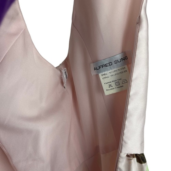 ALFRED SUNG BLUSH BOUQUET SLEEVELESS FLORAL SKIRT MAXI POCKETS BRIDESMAID DRESS - Picture 13 of 14